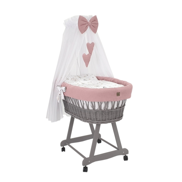 Set Biancheria Letto Culla Vimini Rosa