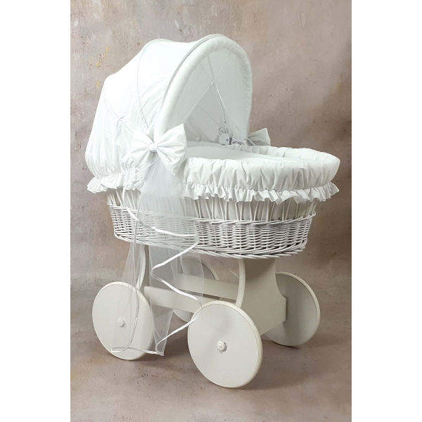 Set di biancheria da letto per culla in vimini grande con cappottina