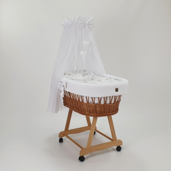 Set di biancheria da letto per culla in vimini XXL Bianco