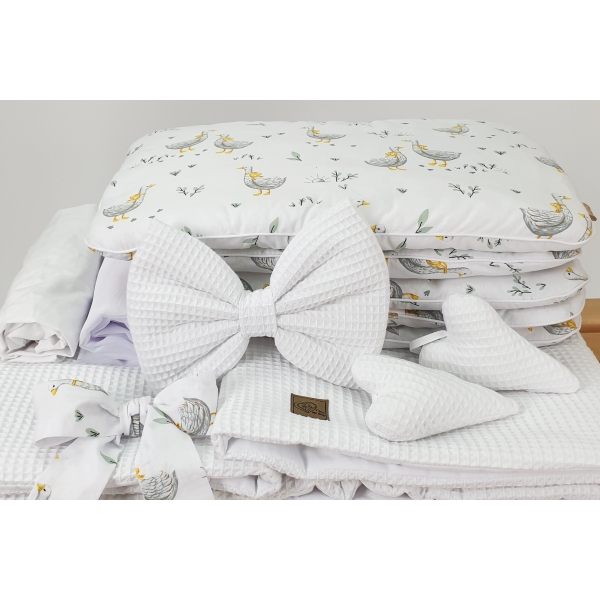 Set lenzuola culla vimini waffle bianco