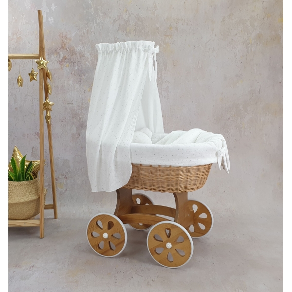 Vimin naturale legno culla neonati rivestimento bianco