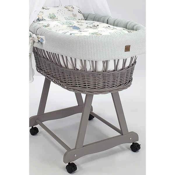 Vimini e legno grigio - culla neonata